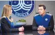  ?? MICHAEL BECKER/FOX ?? Adrianne Palicki and Seth MacFarlane in a scene from “The Orville.”