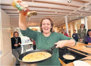  ??  ?? Cooking up a storm Maggie’s Lanarkshir­e centre head Lorrie Forsyth made a sweet treat for pancake day