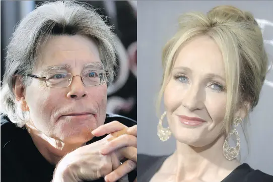  ?? KENZO TRIBOUILLA­RD/AFP/GETTY IMAGES DENNIS VAN TINE/FUTURE IMAGE/WENN.COM ?? Stephen King “is determined not to disappoint,” his editor Nan Graham says. J.K. Rowling’s books about boy wizard Harry Potter have sold in the multimilli­ons worldwide.