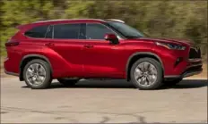  ??  ?? The 2021 Toyota Highlander Hybrid carries on with the 2021 redesign. It’s turned into a bit more fun, for a three-row SUV.