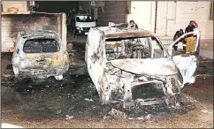  ?? KFSD photo ?? The two cars destroyed by the fire.