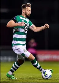  ??  ?? Greg Bolger, the hero in 2005, in action for Shamrock Rovers against Dundalk in February.