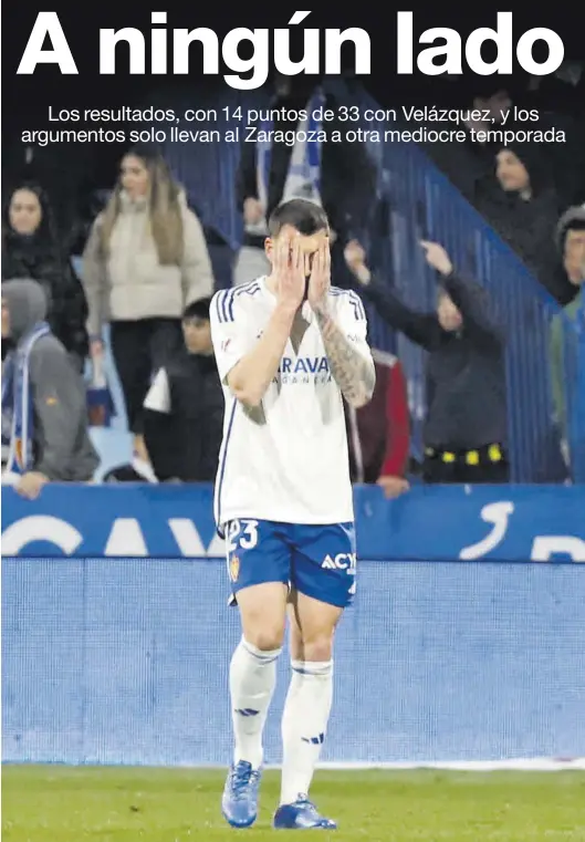  ?? ?? Sergi Enrich se lamenta tras el gol encajado por el Zaragoza ante el Cartagena que suponía el 1-2.