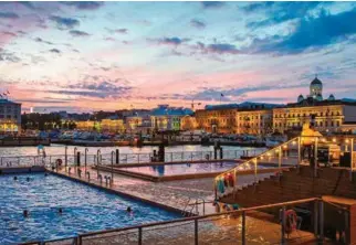  ??  ?? ABOVE LEFT: Allas Sea Pool juts out into Helsinki’s main harbour and includes both a hot water and seawater poolABOVE RIGHT: The Fortress of Suomenlinn­a, built on six islands at the entrance of Helsinki’s harbour, is a UNESCO World Heritage site
