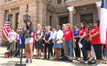  ??  ?? Selina Eshraghi, a University of Texas student and an organizer with March for Our Lives in Austin, speaks at a rally in favour of tougher gun laws in front of the Texas Capitol in Austin, Texas, US. — Reuters photo