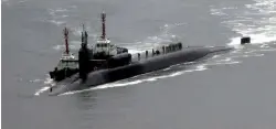  ??  ?? Nuclear-powered submarine USS Michigan in drills near the Korean Peninsula
