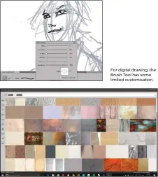  ??  ?? For digital drawing, the Brush Tool has some limited customisat­ion. Organiser’s Smart Tags yielded good results when searching the hard drive for “paper” and “texture”.