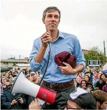  ?? AP ?? In Texas, longshot Democratic candidate Beto O’Rourke has raised millions of dollars and is nipping at incumbent Senator Ted Cruz’s heels.