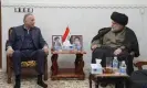  ?? Photograph: Anadolu Agency/Getty Images ?? Kadhimi with the powerful Shia cleric Moqtada al-Sadr in Baghdad.