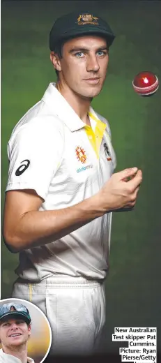  ?? ?? New Australian Test skipper Pat Cummins. Picture: Ryan Pierse/Getty Images)