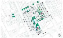  ?? FOTO: BØRVE BORCHSENIU­S ARKITEKTER ?? NYE PLANER: Slik ser planene for Meierigård­en ut ovenifra, med to gårdsrom med grønne områder.