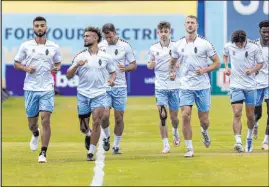  ?? L.E. Baskow
Las Vegas Review-journal @Left_eye_images ?? Lights FC standout Danny Trejo, second from left, runs laps with teammates during practice at Cashman Field on April 22 in Las Vegas.