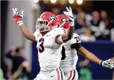  ?? CURTIS COMPTON / CCOMPTON@AJC.COM ?? Linebacker Roquan Smith (3) probably will be the first Bulldogs player selected in April. “I think he’s today’s NFL off-the-ball linebacker, and it’s mostly about speed,” says NFL Network draft analyst Mike Mayock.