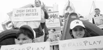  ?? MARK WILSON/GETTY IMAGES ?? Supporters rally in favor of child safety before the U.S. Supreme Court.