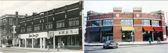  ??  ?? Left: Randall’s in its original location on Bank Street, near Gladstone Avenue. Right: After fire forced it to move in 1987, Randall’s rebuilt on Bank Street at the corner of Chamberlai­n Avenue.