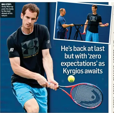  ??  ?? Andy Murray puts his body to the test ahead of his return BIG STEP: