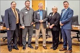  ?? Catoosa County Public Schools ?? From left: Jerry Jeffers, Vice Chair David Moeller, Chairman Don Dycus, Suzan Gibson, Superinten­dent Chance Nix.