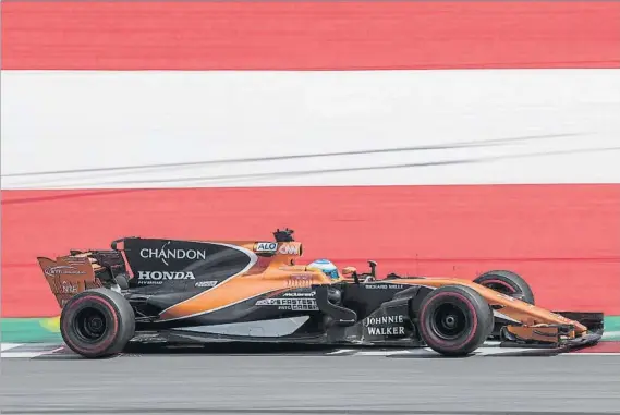  ?? FOTO: EFE ?? Fernando Alonso terminó octavo en la segunda sesión de entrenamie­ntos libres del GP de Austria de F1 y buscará hoy poder luchar por estar entre los diez mejores de la parrilla