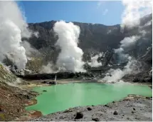  ??  ?? White Island crater lake – an active marine volcano.