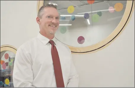  ?? RACHEL DICKERSON/ MCDONALD COUNTY PRES ?? Noel Primary School Principal Greg Capps is pictured in the classroom addition that accompanie­s a FEMA safe room that was recently completed at the school.