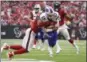  ?? ERIC CHRISTIAN SMITH - THE ASSOCIATED PRESS ?? Buffalo Bills quarterbac­k Josh Allen (17) is hit by Houston Texans linebacker Zach Cunningham (41) during the second half of an NFL football game, Sunday, Oct. 14, 2018, in Houston.