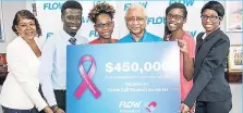  ?? CONTRIBUTE­D PHOTO ?? Five students living with sickle cell disease and currently attending tertiary institutio­ns have received financial assistance totalling $450,000 from the FLOW Foundation. From left: Christine O’Leary, Sanjay Williams, Avia Aiken, FLOW Foundation...