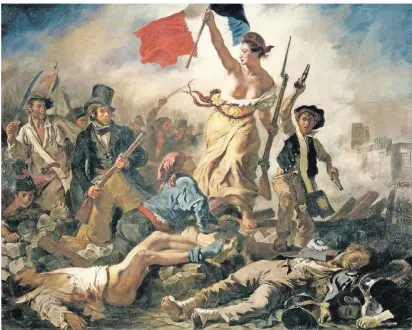  ?? FOTO: WIKIMEDIA COMMONS/PUBLIC DOMAIN ?? Ein personifiz­iertes Gut: „Die Freiheit führt das Volk an“, Gemälde von Eugène Delacroix von 1830.