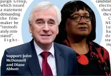  ??  ?? Support: John McDonnell and Diane Abbott