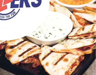  ??  ?? Chicken quesadilla platter.