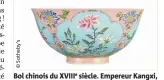  ??  ?? Bol chinois du XVIIIe siècle. Empereur Kangxi, dynastie Qing, vers . , cm de diamètre. Adjugé : , millions €.