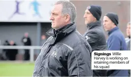  ??  ?? Signings Willie Harvey is working on retaining members of his squad