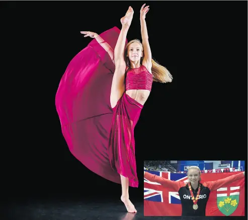  ?? SUPPLIED ?? Hanna Henderson (inset) won two gold medals at the Pan Am Pool in Winnipeg in August to break the record for most medals won by an athlete at a single Canada Games with 11 She represents one of HNMCS’s many elite athletes, much like Emily Roman, HNMCS...