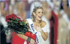  ?? THE ASSOCIATED PRESS FILES ?? Mallory Hytes Hagan reacts as she is crowned Miss America 2013 in Las Vegas.