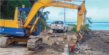  ?? Photo: Fulton Hogan Hiways ?? Rebuilding the seawall in Levuka.