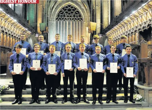  ??  ?? Queen’s Men Members of the Paisley and District Battalion received the highest honour from the brigade