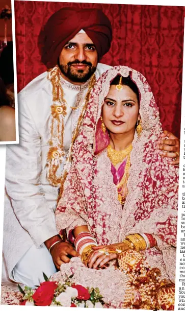  ?? ?? The right decision: Raj and Jugtar on their wedding day. Far left, Raj with her daughter, Karam