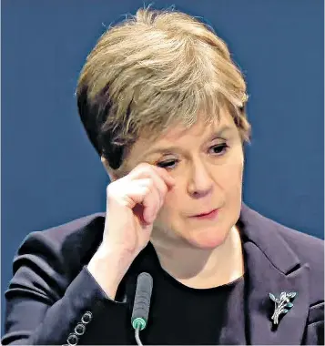  ?? ?? Nicola Sturgeon shed tears during her testimony to the Covid Inquiry as she denied using the pandemic for political capital