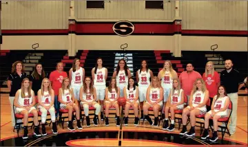  ?? LARRY GREESON / For the Calhoun Times ?? Sonoravill­e girls team mambers for 2017-18 are: (front row, from left) Abby Chambers, Karley Thomas, Katie Williams, Grace Darnell, Harleigh Chastain, Emma Garland, Sandra Beth Pritchett, Haley Williams, Gracie Fitzwater, Lindsay Bowman; (back row,...