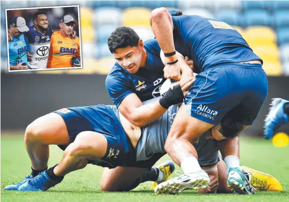  ??  ?? Jason Taumalolo is back but the Cowboys will miss flyer Hamiso Tabuai-Fidow (inset) through injury. Main picture: Alix Sweeney