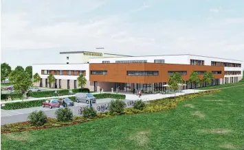  ?? Foto: sander.hofrichter Architekte­n ?? Das Modell zeigt den Neubau des Aichacher Krankenhau­ses von außen.