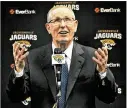  ?? BOB SELF / THE FLORIDA TIMESUNION ?? Jaguars executive VP of football operations Tom Coughlin won two Super Bowls as the Giants coach, both against the Patriots.