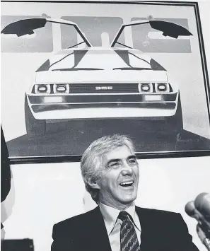  ?? AP ?? John DeLorean im Februar 1982, da war die Zukunft seines Autos schon gefährdet – und nicht nur diese.