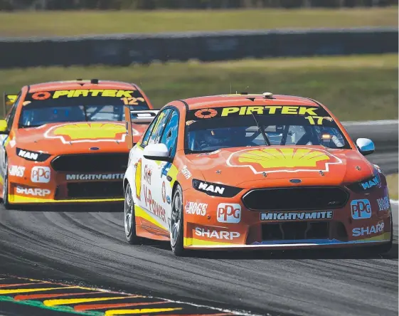  ??  ?? DJR Team Penske drivers Scott McLaughlin (front) and Fabian Coulthard (rear) will have no team orders other than to go all out in Townsville.