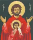  ?? Provided by Christophe­r Summa ?? Father William Hart McNichols painted St. Joseph with Jesus as a child in one of his betterknow­n religious icon works.