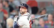  ?? / AP-John Bazemore ?? Braves right fielder Nick Markakis (22) batting against the Philadelph­ia Phillies during a game in Atlanta. The Braves have agreed to one-year contract to bring back Markakis, a deal worth a guaranteed $6 million. Markakis’ deal, announced Tuesday, includes a $4 million salary this year and $6 million club option for 2020 with a $2 million buyout.