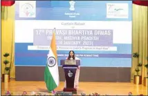  ?? ?? Chargé d’Affaires, Smt Smita Patil speaking during the event.