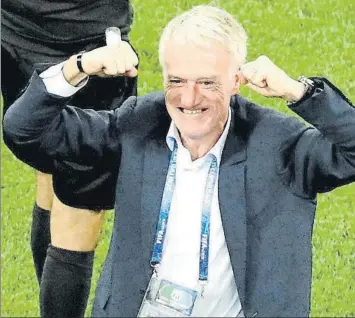  ?? FOTO: EFE ?? Didier Deschamps, exultante tras lograr la clasificac­ión para la gran final de este Mundial de Rusia 2018