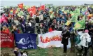  ??  ?? Protesters near the Dannenröde­r forest on 4 October. Photograph: Ralph Orlowski/ Reuters