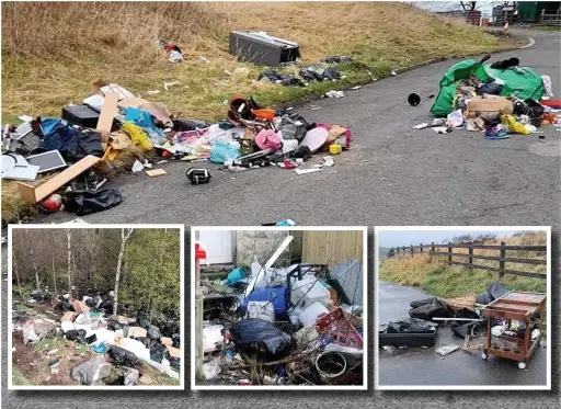  ??  ?? ●● Some of the fly-tipping that has blighted Rossendale during lockdown