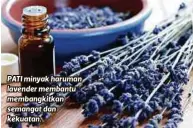  ??  ?? PATI minyak haruman lavender membantu membangkit­kan semangat dan kekuatan.